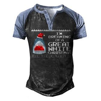 Im Dreaming Of A Great White Christmas Funny Shark T Men's Henley Shirt Raglan Sleeve 3D Print T-shirt - Thegiftio UK