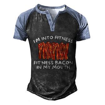 Im Into Fitness Fitness Bacon In My Mouth Funny Foodie Men's Henley Shirt Raglan Sleeve 3D Print T-shirt - Thegiftio UK