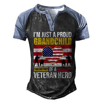 Im Just A Proud Grandchild Of A Veteran Hero Graphic Design Printed Casual Daily Basic Men's Henley Shirt Raglan Sleeve 3D Print T-shirt - Thegiftio UK