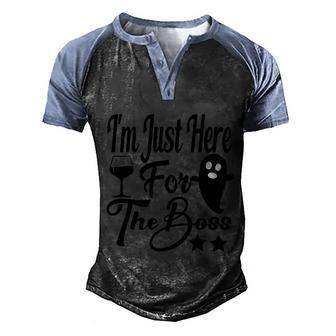 Im Just Here For The Boss Ghost Halloween Quote Graphic Design Printed Casual Daily Basic Men's Henley Shirt Raglan Sleeve 3D Print T-shirt - Thegiftio UK