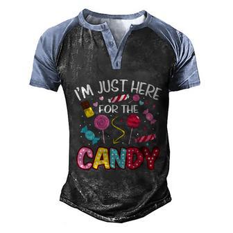 Im Just Here For The Candy Halloween Cute Lollipop Sweets Meaningful Gift Men's Henley Shirt Raglan Sleeve 3D Print T-shirt - Thegiftio UK