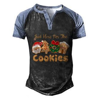 Im Just Here For The Cookies Santa Christmas Cookies Baking Men's Henley Shirt Raglan Sleeve 3D Print T-shirt - Thegiftio UK
