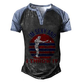 Im Sexy And I Throw It Cornhole Funny Cornhole Men's Henley Shirt Raglan Sleeve 3D Print T-shirt - Thegiftio UK