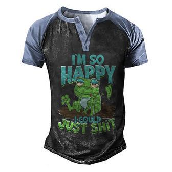 Im So Happy I Could Just Shit Funny Frog Men's Henley Shirt Raglan Sleeve 3D Print T-shirt - Thegiftio UK