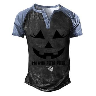 Im With Peter Peter Funny Halloween Skeleton Hand Graphic Design Printed Casual Daily Basic Men's Henley Shirt Raglan Sleeve 3D Print T-shirt - Thegiftio UK