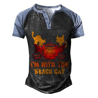 Im With The Black Cat Halloween Day Retro Halloween Men's Henley Shirt Raglan Sleeve 3D Print T-shirt - Thegiftio UK