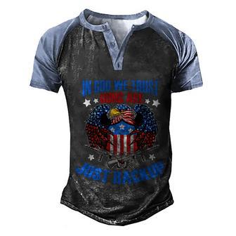 In God We Trust Guns Are Just Backup American Usa Eagle Graphic Design Printed Casual Daily Basic Men's Henley Shirt Raglan Sleeve 3D Print T-shirt - Thegiftio UK