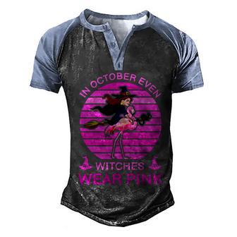 In October Even Witches Wear Pink Graphic Design Printed Casual Daily Basic Men's Henley Shirt Raglan Sleeve 3D Print T-shirt - Thegiftio UK