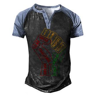 Inspiring Black Leaders Power Fist Hand Black History Month Men's Henley Shirt Raglan Sleeve 3D Print T-shirt - Thegiftio UK