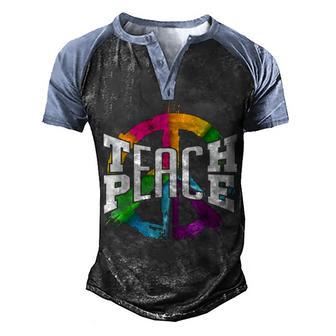 International Teach Peace Hippie Freedom Day Men's Henley Shirt Raglan Sleeve 3D Print T-shirt - Thegiftio UK