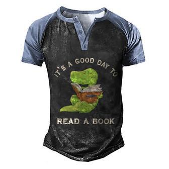 Its A Good Day To Read A Book Dinosaur T Rex Reading Funny Gift Graphic Design Printed Casual Daily Basic Men's Henley Shirt Raglan Sleeve 3D Print T-shirt - Thegiftio UK