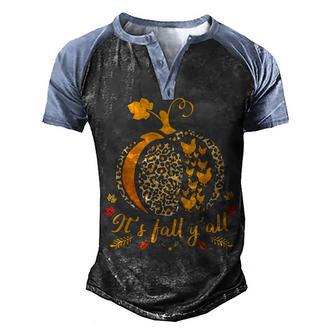 It’S Fall Y’All Pumpkin Leopard Print Chicken Halloween Men's Henley Shirt Raglan Sleeve 3D Print T-shirt - Thegiftio UK