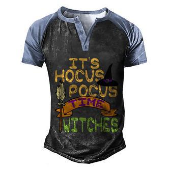Its Hocus Pocus Time Witches Funny Halloween Graphic Design Printed Casual Daily Basic Men's Henley Shirt Raglan Sleeve 3D Print T-shirt - Thegiftio UK