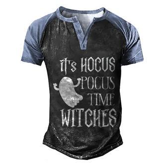 Its Hocus Pocus Time Witches Halloween Quote Graphic Design Printed Casual Daily Basic Men's Henley Shirt Raglan Sleeve 3D Print T-shirt - Thegiftio UK