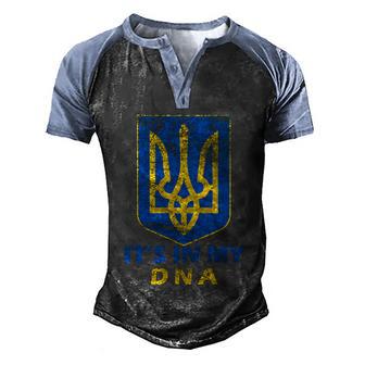 Its In My Dna Ukraine Flag Gift Ukrainian Roots Meaningful Gift Graphic Design Printed Casual Daily Basic Men's Henley Shirt Raglan Sleeve 3D Print T-shirt - Thegiftio UK