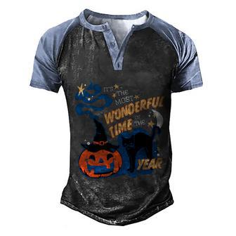 Its The Most Wonderful Time Of The Year Halloween Pumpkin Men's Henley Shirt Raglan Sleeve 3D Print T-shirt - Thegiftio UK