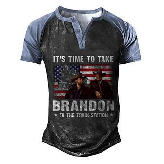 Its Time To Take Brandon To The Train Station Graphic Design Printed Casual Daily Basic Men's Henley Shirt Raglan Sleeve 3D Print T-shirt - Thegiftio UK