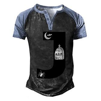 J Name Character Tomb Spider Funny Halloween Quote Graphic Design Printed Casual Daily Basic Men's Henley Shirt Raglan Sleeve 3D Print T-shirt - Thegiftio UK