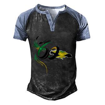 Jamaica 60Th Independence Day Jamaica 60 Independence Graphic Design Printed Casual Daily Basic Men's Henley Shirt Raglan Sleeve 3D Print T-shirt - Thegiftio UK