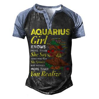 January And February Birthday Zodiac Sign Aquarius Queen Men's Henley Shirt Raglan Sleeve 3D Print T-shirt - Thegiftio UK
