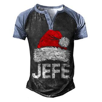 Jefe Santa Christmas Family Xmas Gifts Men's Henley Shirt Raglan Sleeve 3D Print T-shirt - Thegiftio UK
