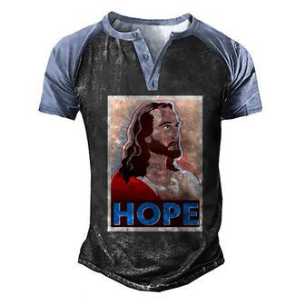 Jesus Hope Vintage Vote Poster Graphic Design Printed Casual Daily Basic Men's Henley Shirt Raglan Sleeve 3D Print T-shirt - Thegiftio UK