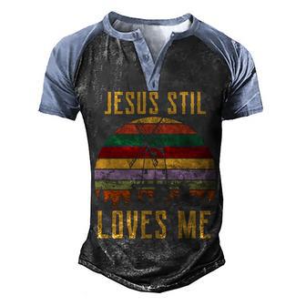 Jesus Still Loves Me Vintage Windmill Graphic Design Printed Casual Daily Basic Men's Henley Shirt Raglan Sleeve 3D Print T-shirt - Thegiftio UK