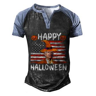 Joe Happy Halloween American Flag Funny Joe Biden Confused Graphic Design Printed Casual Daily Basic Men's Henley Shirt Raglan Sleeve 3D Print T-shirt - Thegiftio UK