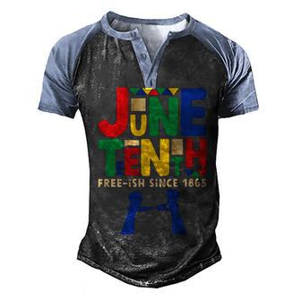 Junenth Free Ish Since 1865 Hand Men's Henley Shirt Raglan Sleeve 3D Print T-shirt - Thegiftio UK