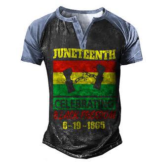 Juneteenth Celebrating Black Freedom 1865 Flag V2 Men's Henley Shirt Raglan Sleeve 3D Print T-shirt - Thegiftio UK