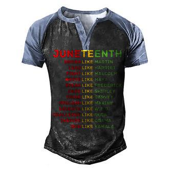 Juneteenth Dream Like Leaders V2 Men's Henley Shirt Raglan Sleeve 3D Print T-shirt - Thegiftio UK