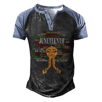 Juneteenth Melanin Black Women Natural Hair Afro Word Art V2 Men's Henley Shirt Raglan Sleeve 3D Print T-shirt - Thegiftio UK