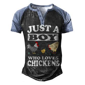 Just A Boy Who Loves Chickens 2 Men's Henley Shirt Raglan Sleeve 3D Print T-shirt - Thegiftio UK