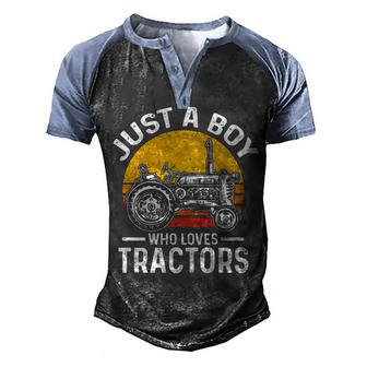 Just A Boy Who Loves Tractors Funny Truck Tractor Lover Pullover Men's Henley Shirt Raglan Sleeve 3D Print T-shirt - Thegiftio UK