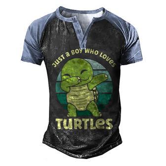 Just A Boy Who Loves Turtles Graphic Design Printed Casual Daily Basic Men's Henley Shirt Raglan Sleeve 3D Print T-shirt - Thegiftio UK