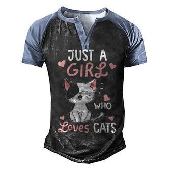Just A Girl Who Loves Cats T Cute Cat Lover Gifts Men's Henley Shirt Raglan Sleeve 3D Print T-shirt - Thegiftio UK