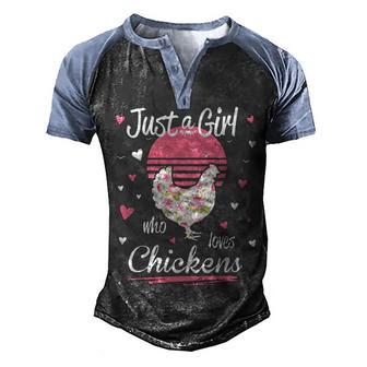 Just A Girl Who Loves Chickens 8 Men's Henley Shirt Raglan Sleeve 3D Print T-shirt - Thegiftio UK