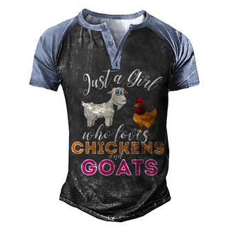 Just A Girl Who Loves Chickens And Goats 2 Men's Henley Shirt Raglan Sleeve 3D Print T-shirt - Thegiftio UK
