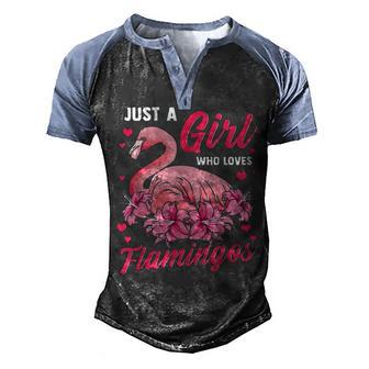 Just A Girl Who Loves Flamingos 3 Men's Henley Shirt Raglan Sleeve 3D Print T-shirt - Thegiftio UK