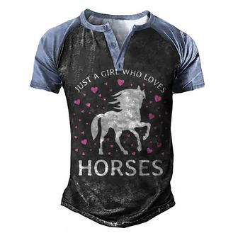 Just A Girl Who Loves Horses Cowgirl Horse Girl Riding Gift 1 Men's Henley Shirt Raglan Sleeve 3D Print T-shirt - Thegiftio UK