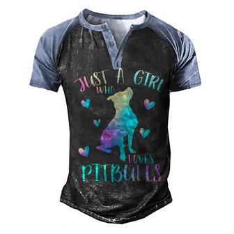 Just A Girl Who Loves Pitbulls 1 Men's Henley Shirt Raglan Sleeve 3D Print T-shirt - Thegiftio UK