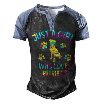 Just A Girl Who Loves Pitbulls Cute Pitbull Bully Owner Men's Henley Shirt Raglan Sleeve 3D Print T-shirt - Thegiftio UK