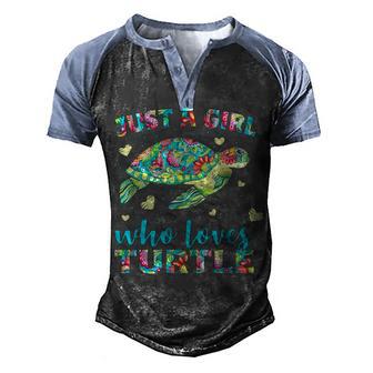 Just A Girl Who Loves Turtles Colorful Theme Graphic Design Printed Casual Daily Basic Men's Henley Shirt Raglan Sleeve 3D Print T-shirt - Thegiftio UK
