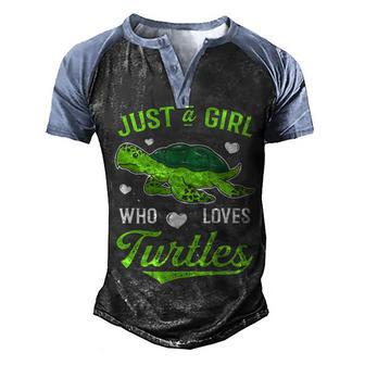 Just A Girl Who Loves Turtles Cute Sea Turtle Lover Men's Henley Shirt Raglan Sleeve 3D Print T-shirt - Thegiftio UK