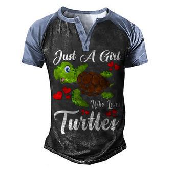 Just A Girl Who Loves Turtles Turtle Funny Kid Men's Henley Shirt Raglan Sleeve 3D Print T-shirt - Thegiftio UK