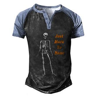 Just Here To Bone Graphic Design Printed Casual Daily Basic Men's Henley Shirt Raglan Sleeve 3D Print T-shirt - Thegiftio UK