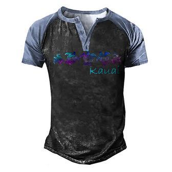 Kauai Hawaii Beach Design Tribal Turtle Gift Men's Henley Shirt Raglan Sleeve 3D Print T-shirt - Thegiftio UK