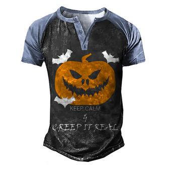 Keep Calm And Creep It Real Graphic Design Printed Casual Daily Basic Men's Henley Shirt Raglan Sleeve 3D Print T-shirt - Thegiftio UK