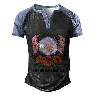 Keep On Being Magical Sublimation Halloween Day Retro Halloween Men's Henley Shirt Raglan Sleeve 3D Print T-shirt - Thegiftio UK