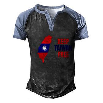 Keep Taiwan Free Gift Graphic Design Printed Casual Daily Basic V2 Men's Henley Shirt Raglan Sleeve 3D Print T-shirt - Thegiftio UK